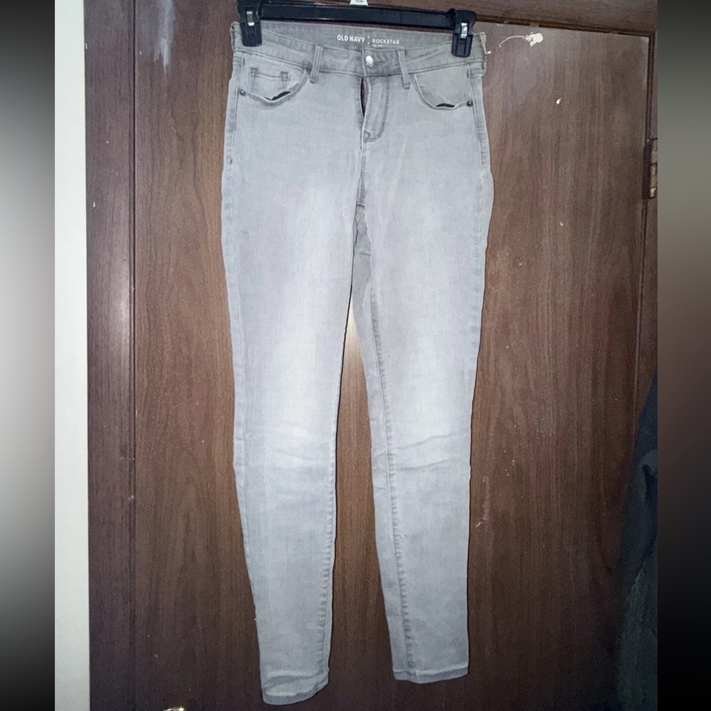Old Navy Women's Light Gray Rockstar Mid-Rise Skinny Jeans Size 6 (Pre-Owned)